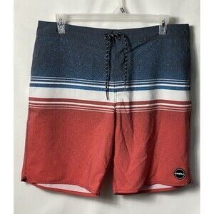 O'Neill Red White & Blue Stripe Stretch Boardshorts Swim Trunks Men's Size 38